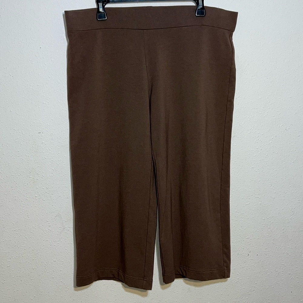 Purejill Womens Pima Cotten Blend Wide leg Capri Pull Up Pants Size Large